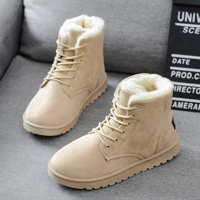 MAITA Frauen Stiefel Warme Pelz Schnee Stiefel Weibliche Winter Stiefel Frauen Schuhe Faux Wildleder Stiefeletten Für Frauen 41 beige von Joom DACH