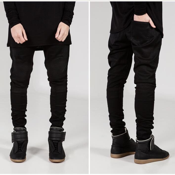 MAITA Neue Trend Männer Casual Slim Jeans Plissee Stretch Street Lange Gerade Denim Hosen Plus Größe 4XL schwarz von Joom DACH