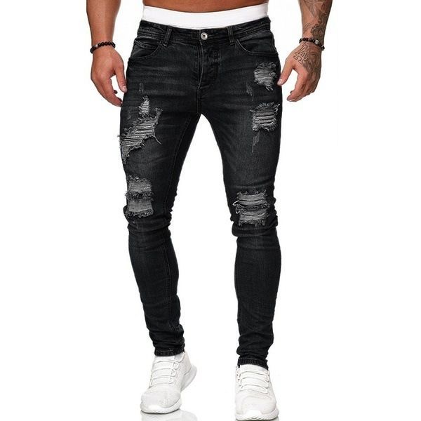 MAITA Neue jeans männer zerrissene trendy mode schlanke jeans S schwarz von Joom DACH