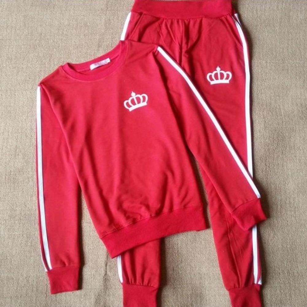 MAITA Outdooor Lässiger Trainingsanzug mit Kapuze, Fleecepullover und elastischer Sporthose für Damen, O-Ausschnitt, Sport-Jogginganzüge XL rot von Joom DACH