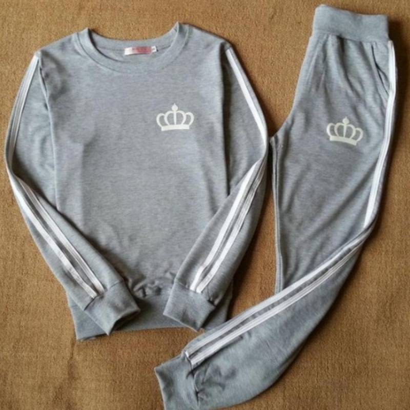 MAITA Outdooor Lässiger Trainingsanzug mit Kapuze, Fleecepullover und elastischer Sporthose für Damen, O-Ausschnitt, Sport-Jogginganzüge XL graue von Joom DACH