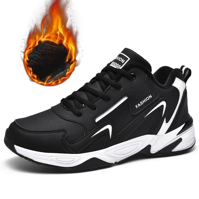 MAITA Winter Herren Freizeitschuhe Leder Dämpfung Plüsch Wanderschuhe Outdoor Schneestiefel 48 matte schwarze von Joom DACH