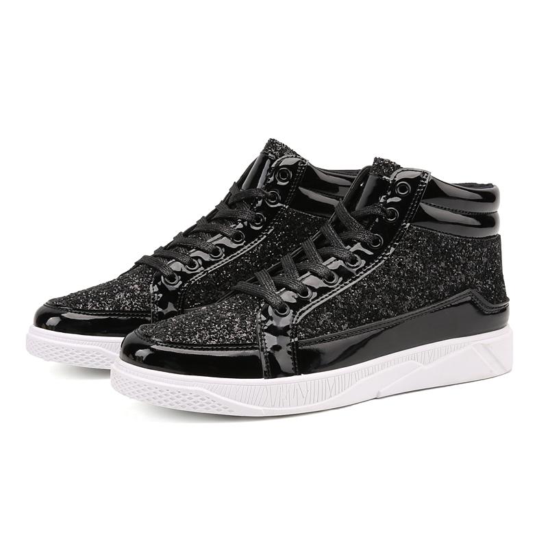 MCTIN Paar-Freizeitschuhe für Damen, Pailletten-Plateau-Sneaker, Herren-High-Tops-Wanderschuhe 44 schwarz von Joom DACH