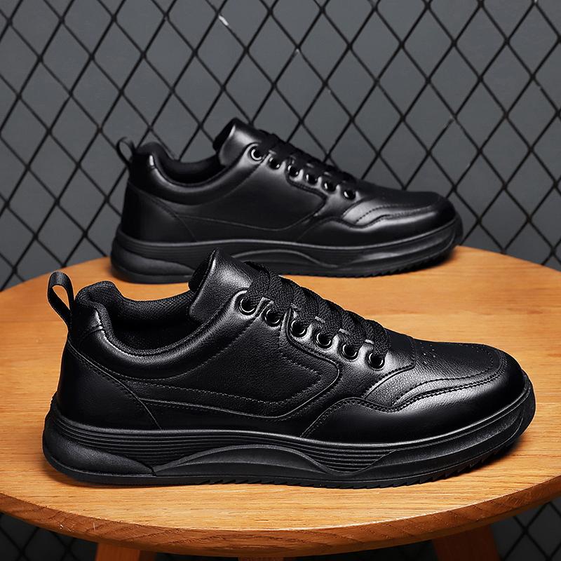 MCTIN Paare Vulkanisierte Schuhe Damen Leder Plateau Sneakers Schwarz Freizeitschuhe für Herren 39 schwarz von Joom DACH