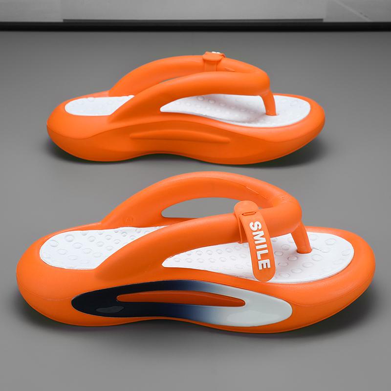 MCTIN Unisex-Flip-Flop-Sommer-Strandschuhe, rutschfeste Plateau-Hausschuhe für Damen, 5 cm weiche, dicke Sohle, EVA-Slipper für Herren 37 orange von Joom DACH