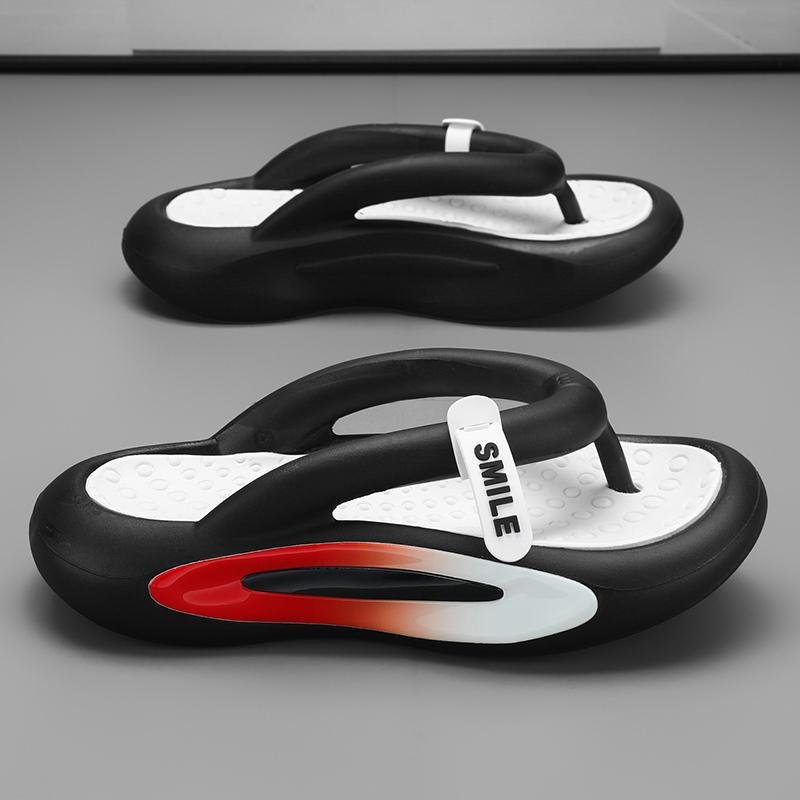 MCTIN Unisex-Flip-Flop-Sommer-Strandschuhe, rutschfeste Plateau-Hausschuhe für Damen, 5 cm weiche, dicke Sohle, EVA-Slipper für Herren 39 schwarz von Joom DACH