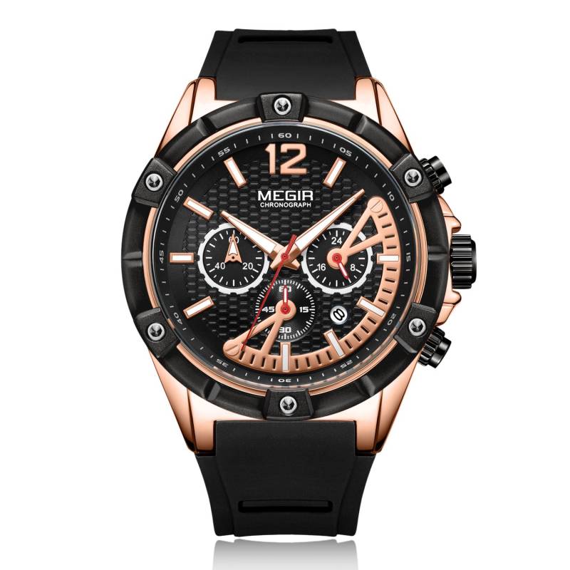 MEGIR Quarzuhr Männer Rose Gold Leuchtende Wasserdichte Sport Uhren Uhr Chronograph Armbanduhren Erkek Kol Saati Montre Homme von Joom DACH