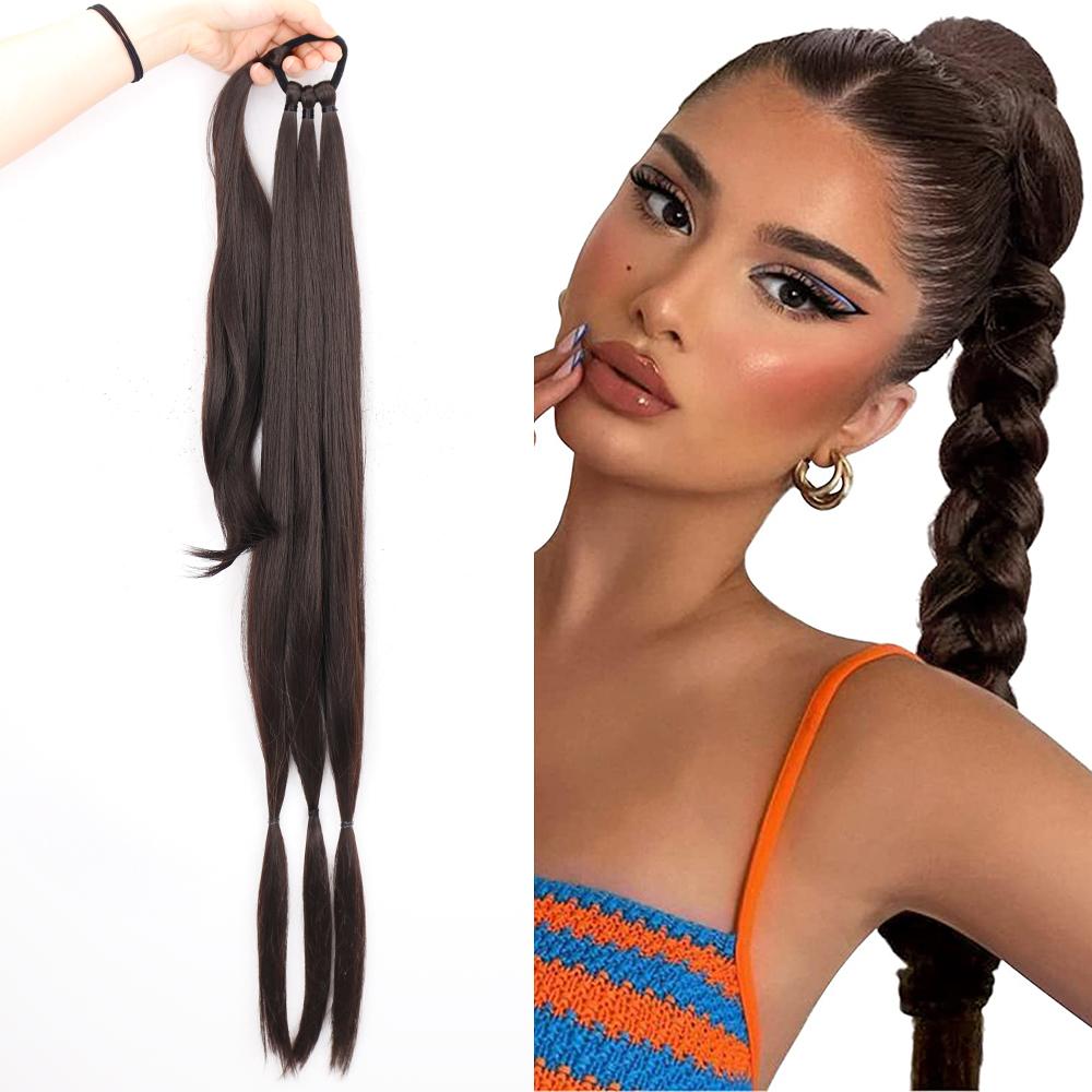 MERISIHAIR Synthetische geflochtene Pferdeschwanz-Haarverlängerungen, naturblondes Haarteil, langer umwickelter Pferdeschwanz mit Gummiband 85 cm von Joom DACH