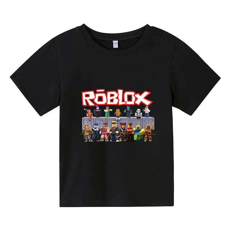 MINISO 2025 Robloxing Kinder-T-Shirt Jungen Spiel Sport Baumwolle T-Shirt Kind Cartoon Kurzarm Top Casual Street Harajuku Kleidung 110 dunkelgrau von Joom DACH