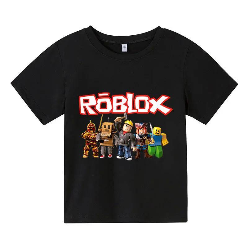 MINISO 2025 Robloxing Kinder-T-Shirt Jungen Spiel Sport Baumwolle T-Shirt Kind Cartoon Kurzarm Top Casual Street Harajuku Kleidung 130 beige von Joom DACH