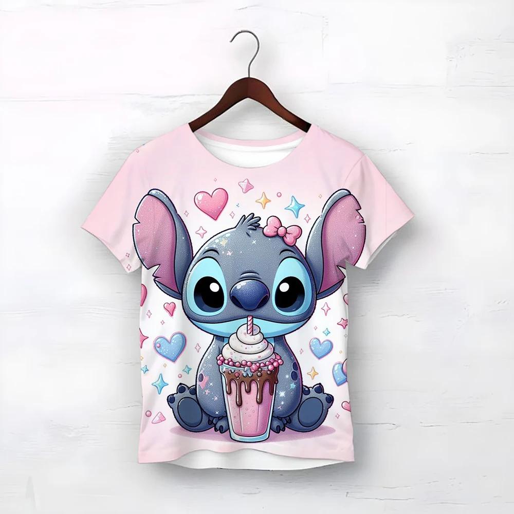 MINISO Disney Cartoon Niedlicher Stitch-Druck Babykleidung 3 bis 14 Jahre Männlich Outdoor-Kleidung Jungenkleidung Mädchen T-Shirt Teen Top Shirts 120 von Joom DACH