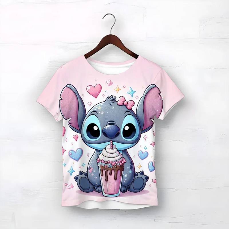 MINISO Disney Cartoon Niedlicher Stitch-Druck Babykleidung 3 bis 14 Jahre Männlich Outdoor-Kleidung Jungenkleidung Mädchen T-Shirt Teen Top Shirts 120 von Joom DACH