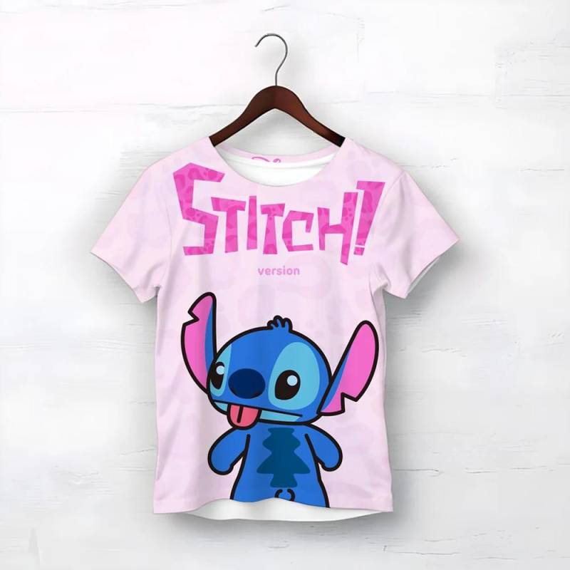 MINISO Disney Cartoon Niedlicher Stitch-Druck Babykleidung 3 bis 14 Jahre Männlich Outdoor-Kleidung Jungenkleidung Mädchen T-Shirt Teen Top Shirts 150 von Joom DACH