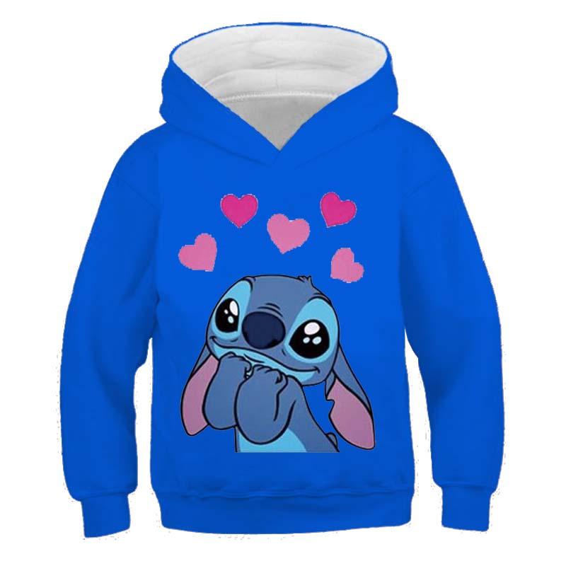 MINISO Neue Stitch Hoodies Mädchen Sweatshirt Herbst Und Winter Langarm Harajuku Pullover Disney Serie Stich Lässige Kapuzenoberteile 110 von Joom DACH