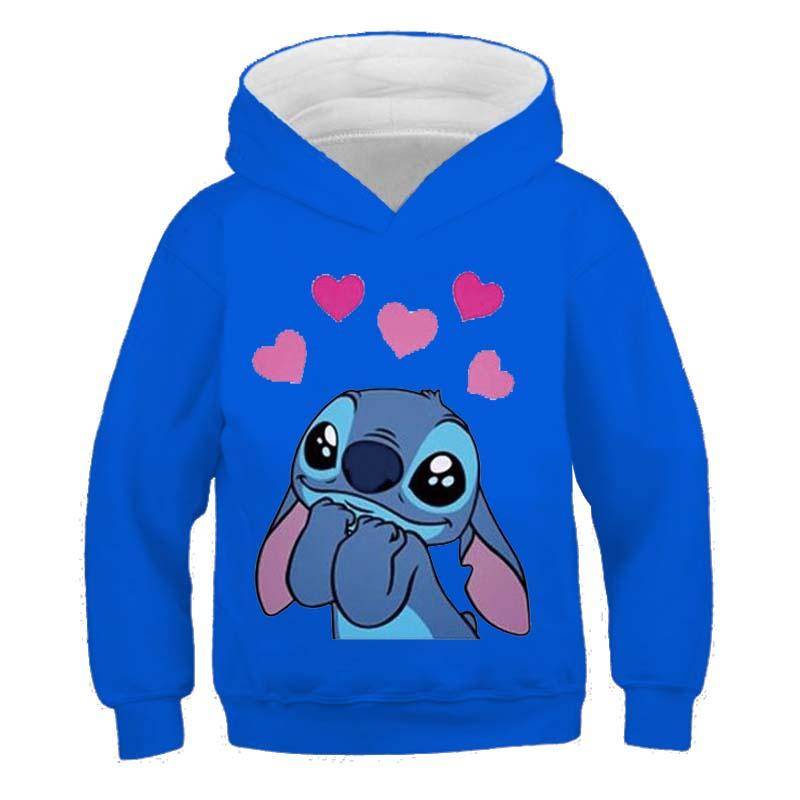MINISO Neue Stitch Hoodies Mädchen Sweatshirt Herbst Und Winter Langarm Harajuku Pullover Disney Serie Stich Lässige Kapuzenoberteile 110 von Joom DACH