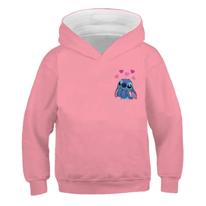 MINISO Neue Stitch Hoodies Mädchen Sweatshirt Herbst Und Winter Langarm Harajuku Pullover Disney Serie Stich Lässige Kapuzenoberteile 130 von Joom DACH