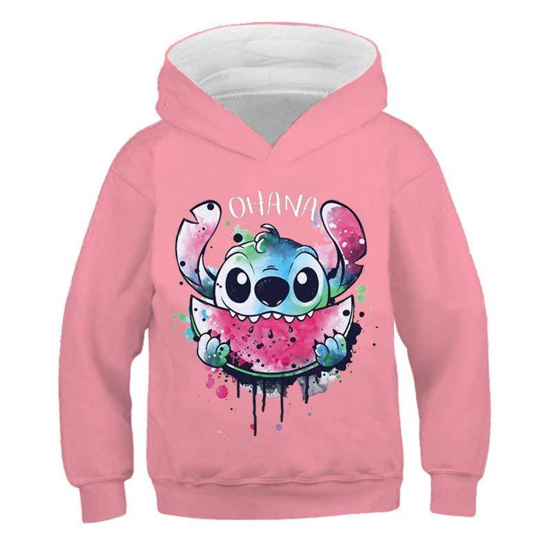 MINISO Neue Stitch Hoodies Mädchen Sweatshirt Herbst Und Winter Langarm Harajuku Pullover Disney Serie Stich Lässige Kapuzenoberteile 130 von Joom DACH
