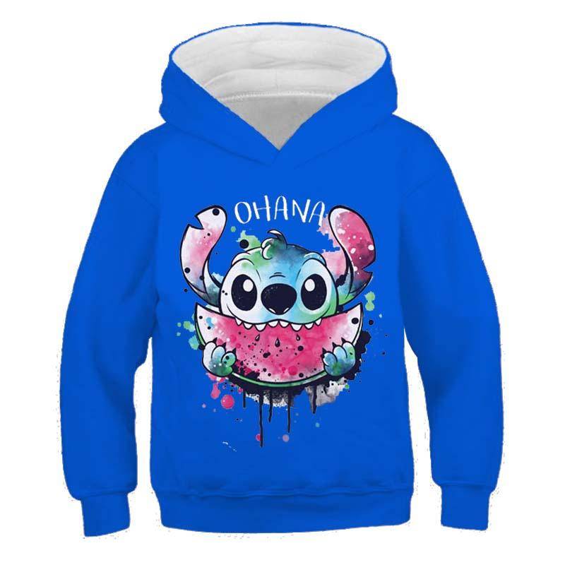 MINISO Neue Stitch Hoodies Mädchen Sweatshirt Herbst Und Winter Langarm Harajuku Pullover Disney Serie Stich Lässige Kapuzenoberteile 140 von Joom DACH