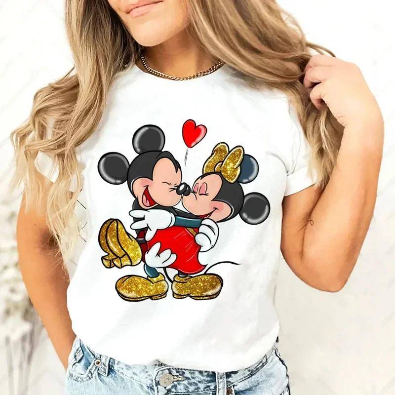 MINISO Neues Damen-Leoparden-T-Shirt Mickey Jungen Mädchen Lässig Familie Damenbekleidung Niedliches Y2k Kurzarm-T-Shirt 8XL von Joom DACH