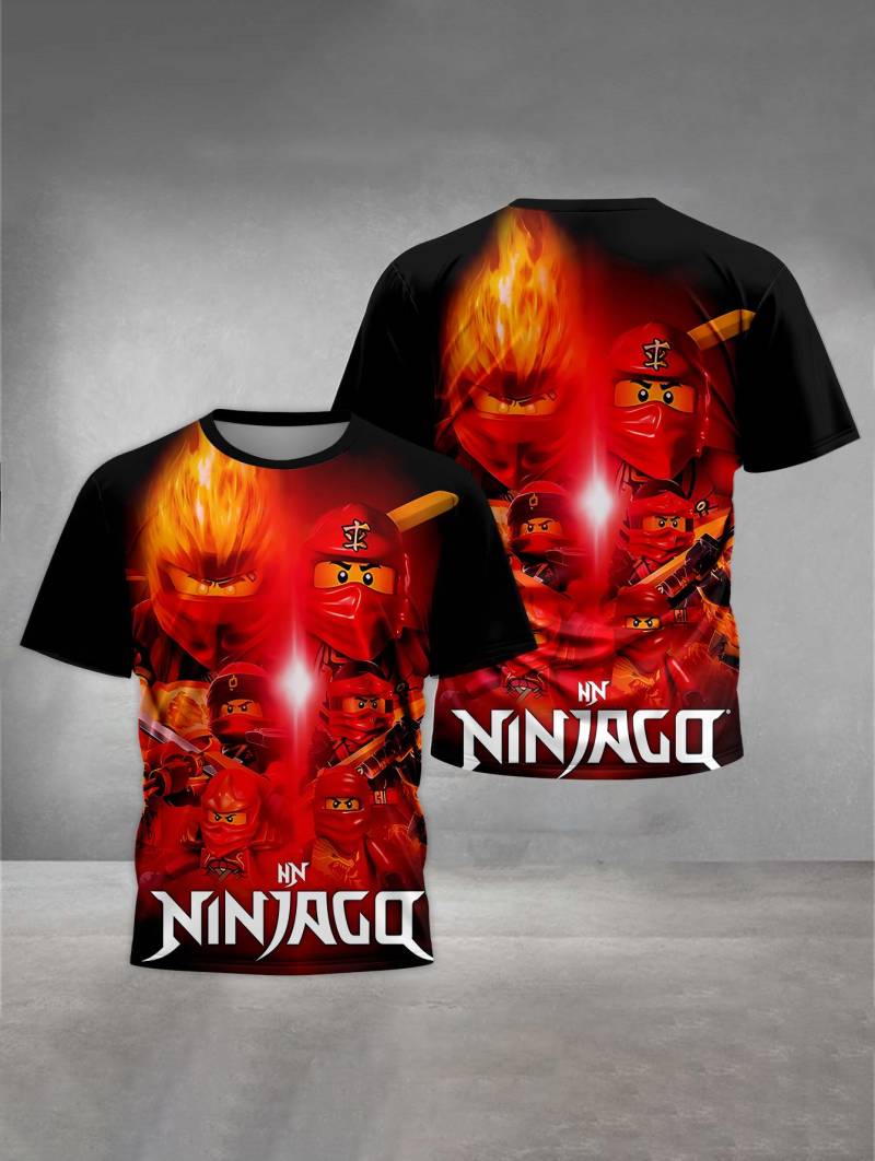 MINISO Print Babykleidung 4 bis 14 Jahre Männliche Outdoor-Kleidung für Cartoon-Spiel Kinder Junge Mädchen Kind T-Shirt Top Shirts- NN-Ninjagos 100 von Joom DACH