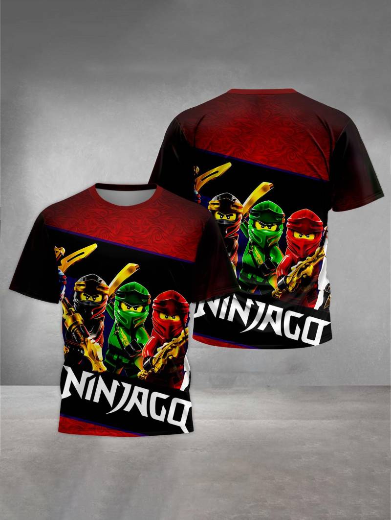 MINISO Print Babykleidung 4 bis 14 Jahre Männliche Outdoor-Kleidung für Cartoon-Spiel Kinder Junge Mädchen Kind T-Shirt Top Shirts- NN-Ninjagos 110 von Joom DACH
