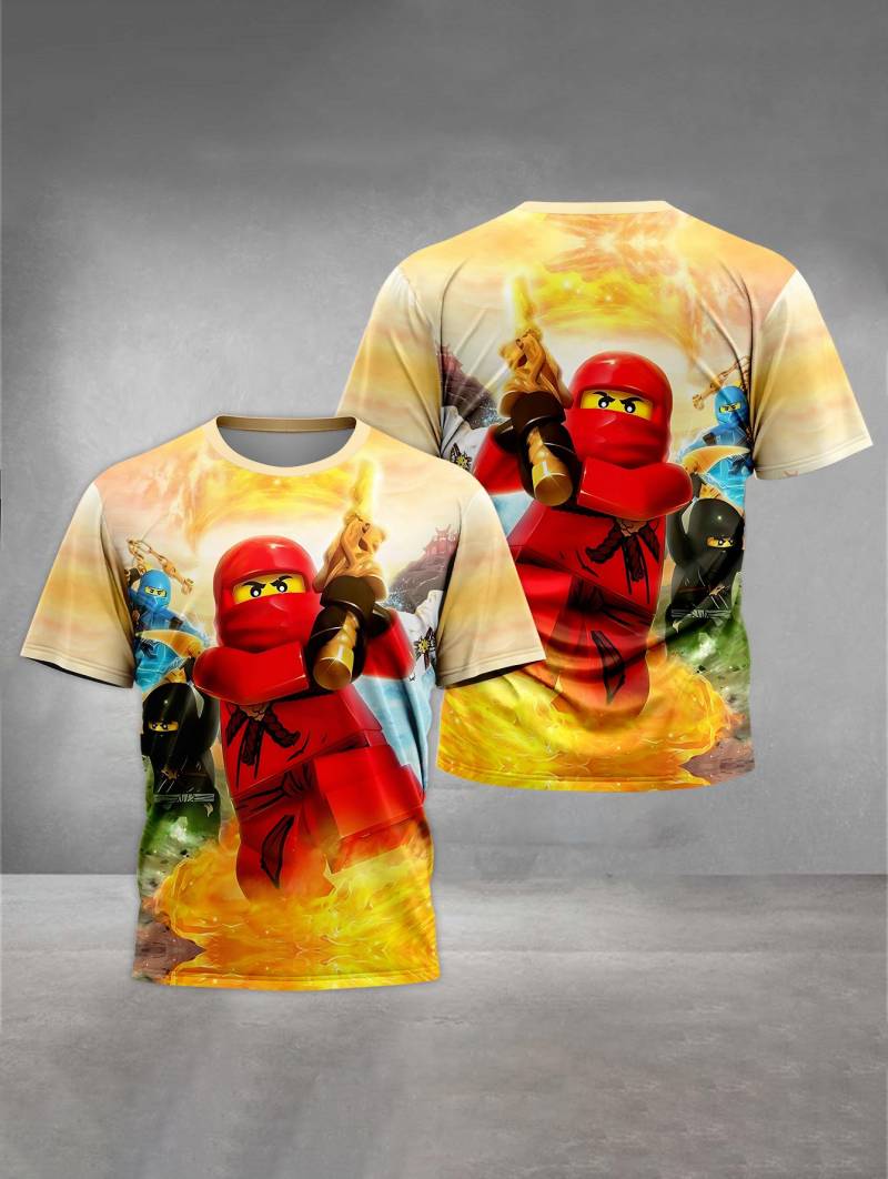 MINISO Print Babykleidung 4 bis 14 Jahre Männliche Outdoor-Kleidung für Cartoon-Spiel Kinder Junge Mädchen Kind T-Shirt Top Shirts- NN-Ninjagos 110 von Joom DACH