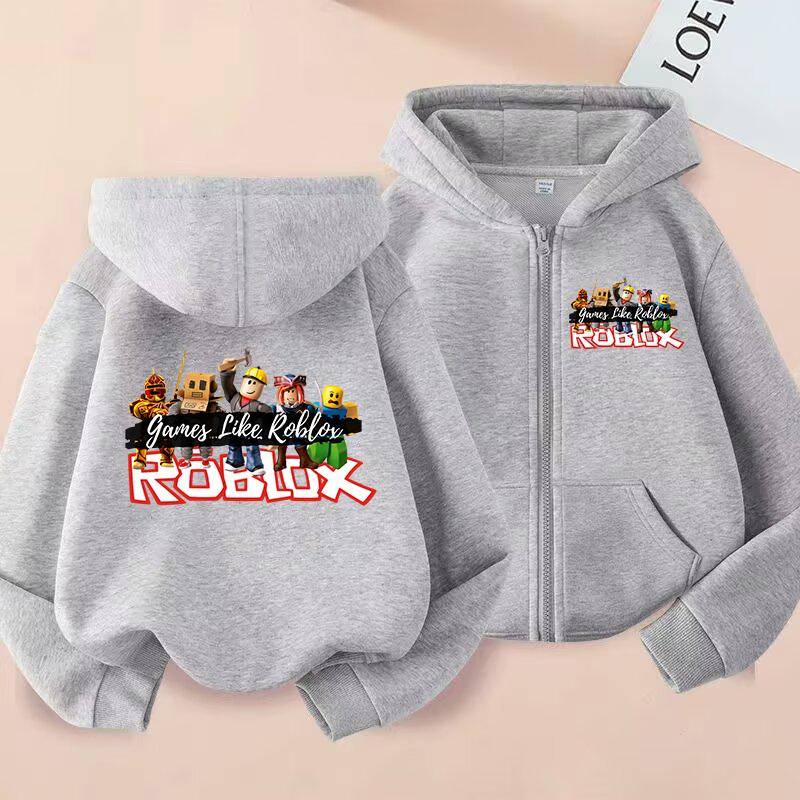 MINISO Roblox Hoodie Kinder Cartoon Kleidung Kind Mädchen Junge Reißverschluss Sweatshirt Manga Kapuzenpullover Baby Freizeit Oberteil Kleidung Geschenk 140 weiß von Joom DACH