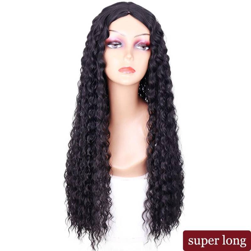 MISSQUEEN 13 15 26 30 Zoll synthetische lange Afro-Kinky-Locken-Perücken für schwarze Frauenhaare, tiefe Wellen-Perücke für Mädchen, hitzebeständige Cosplaly-Party-Perücken 30inches von Joom DACH