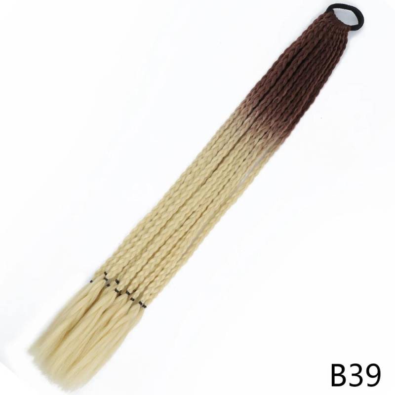 MISSQUEEN Synthetische Mädchen Farbige Geflochtene Pferdeschwanz Mit Elastischen Gummiband Haar Extensions Regenbogen Farbe Kinder Perücke Zopf Haarteil 65cm von Joom DACH