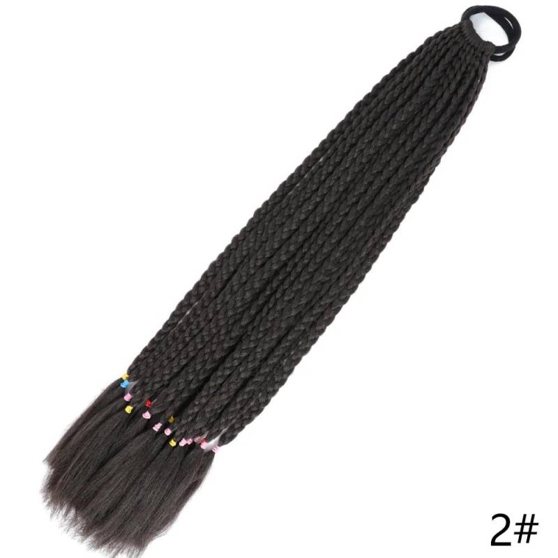 MISSQUEEN Synthetische Mädchen Farbige Geflochtene Pferdeschwanz Mit Elastischen Gummiband Haar Extensions Regenbogen Farbe Kinder Perücke Zopf Haarteil 65cm von Joom DACH