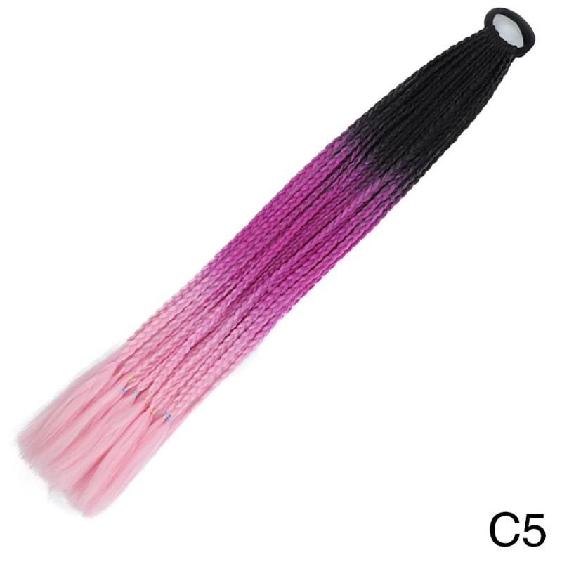 MISSQUEEN Synthetische Mädchen Farbige Geflochtene Pferdeschwanz Mit Elastischen Gummiband Haar Extensions Regenbogen Farbe Kinder Perücke Zopf Haarteil 65cm von Joom DACH