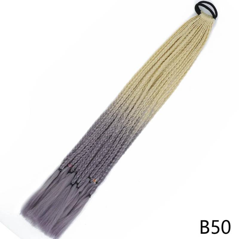 MISSQUEEN Synthetische Mädchen Farbige Geflochtene Pferdeschwanz Mit Elastischen Gummiband Haar Extensions Regenbogen Farbe Kinder Perücke Zopf Haarteil 65cm von Joom DACH