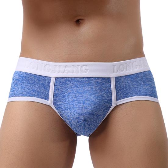 MJJ Longjiang Herren-Slip mit breitem Bund, ultraweiche Unterwäsche, Patchwork-U-konvexes Höschen mit mittlerer Taille für das Tragen im Inneren L blau von Joom DACH