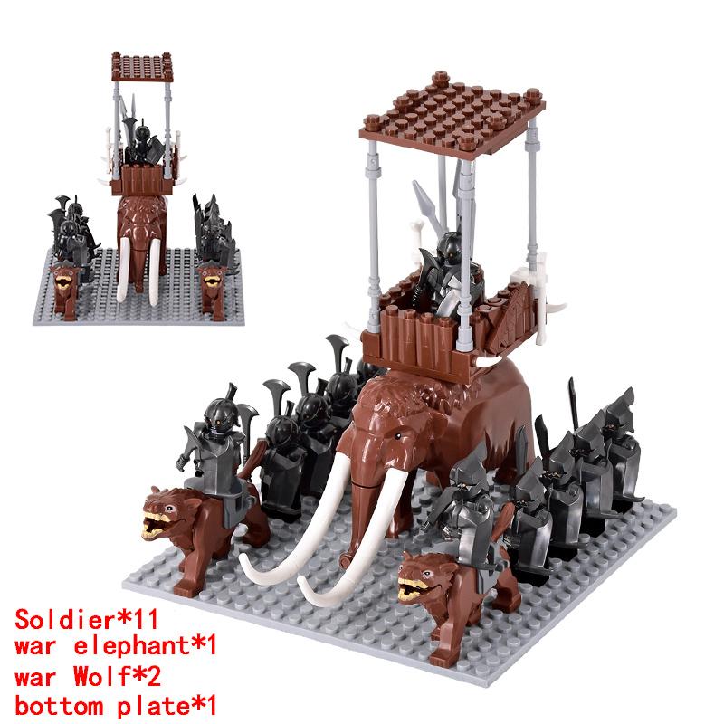 MOC Mittelalterlicher Herr der Ringe Figuren Ork Soldaten Raider Vargr Wolf Elefant Mount Ritter Bausteine Ziegel Spielzeug für Kinder Geschenke von Joom DACH