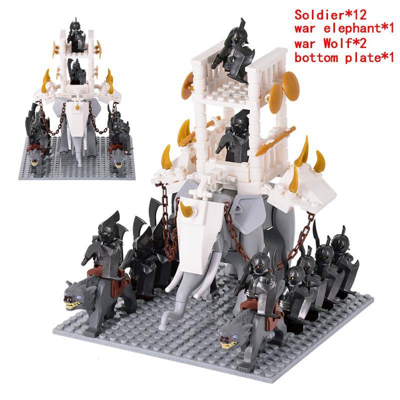 MOC Mittelalterlicher Herr der Ringe Figuren Ork Soldaten Raider Vargr Wolf Elefant Mount Ritter Bausteine Ziegel Spielzeug für Kinder Geschenke von Joom DACH