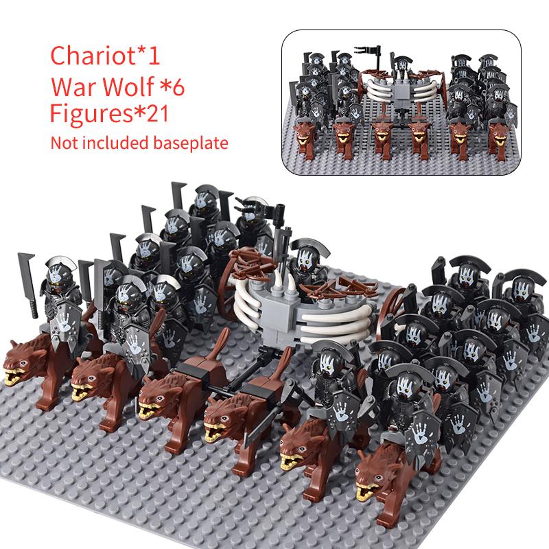 MOC Mittelalterlicher Herr der Ringe Figuren Ork Soldaten Raider Vargr Wolf Elefant Mount Ritter Bausteine Ziegel Spielzeug für Kinder Geschenke von Joom DACH