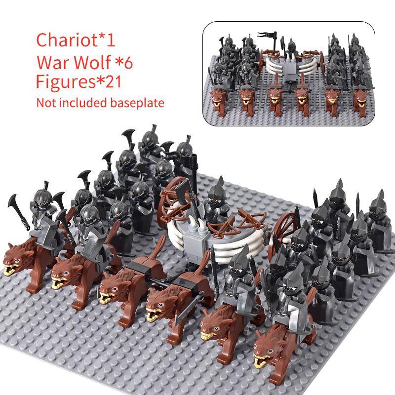 MOC Mittelalterlicher Herr der Ringe Figuren Ork Soldaten Raider Vargr Wolf Elefant Mount Ritter Bausteine Ziegel Spielzeug für Kinder Geschenke von Joom DACH