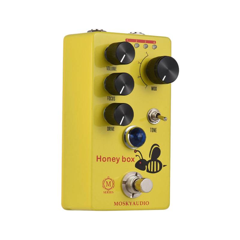 MOSKYAUDIO HONEY BOX DRIVE Gitarren-Overdrive-Effektpedal, Lautstärke-/Drive-/Focus-/4-Modus-Knopf, DC 9 V gelb von Joom DACH