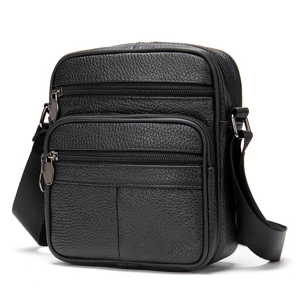 MVA Herrentaschen Echtes Leder Umhängetasche Umhängetaschen für Männer Messenger Bag Leder Männer Handtasche Casual schwarz von Joom DACH