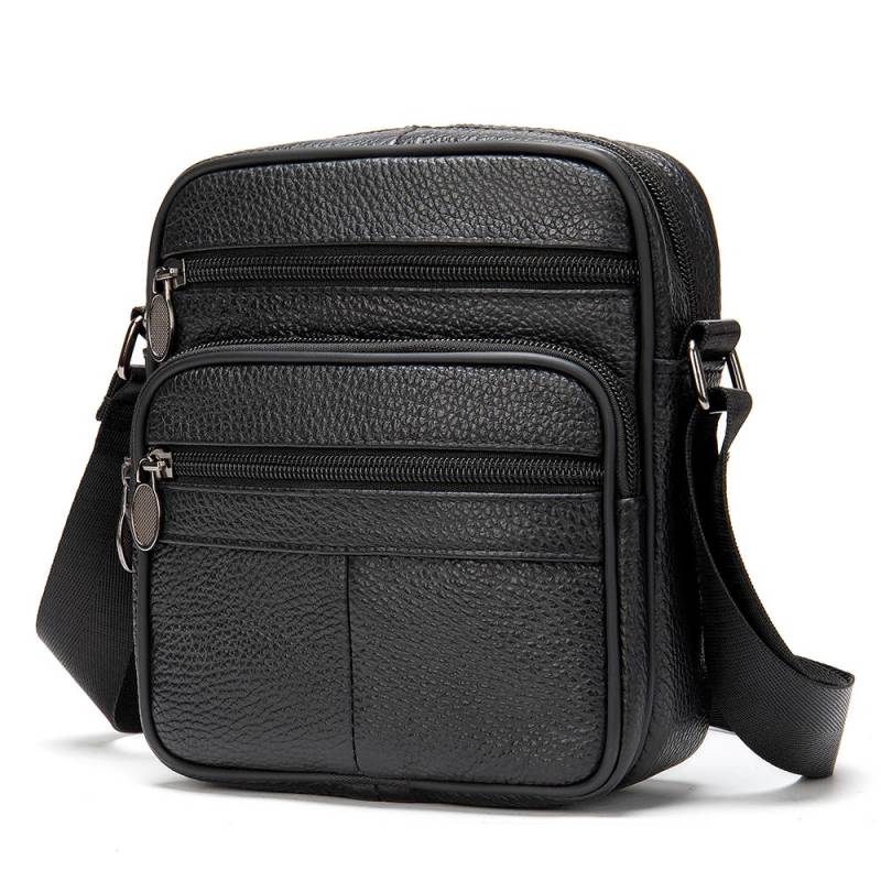 MVA Herrentaschen Echtes Leder Umhängetasche Umhängetaschen für Männer Messenger Bag Leder Männer Handtasche Casual schwarz von Joom DACH