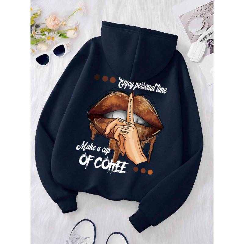 Mach eine Tasse Kaffee Dirty Little Secret Druck Sweatshirt Damen Weiche Kapuzenpullover Warme Fleece-Hoodies Übergroße Streetwear 2XL von Joom DACH