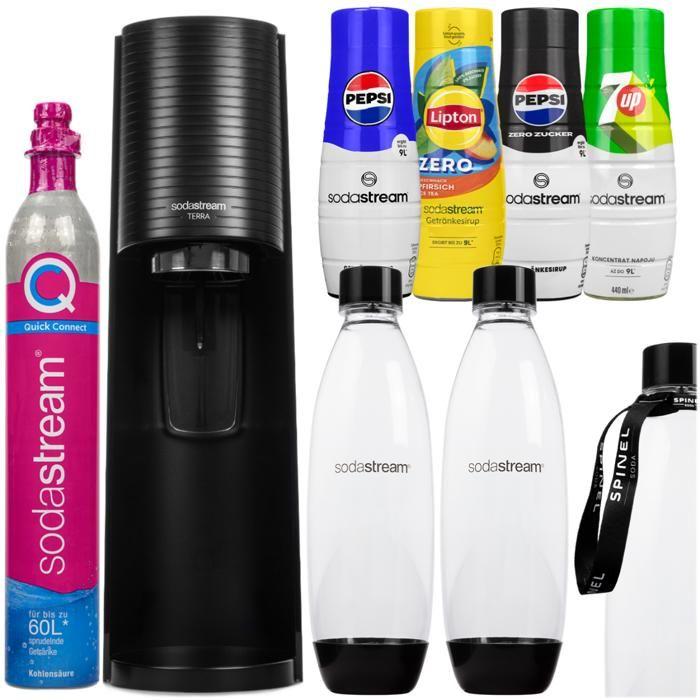 Machine à soda - SodaStream - Terra - Noir - 2 bouteilles - 1 cylindre Quick Connect - 4 sirops inclus schwarz von Joom DACH