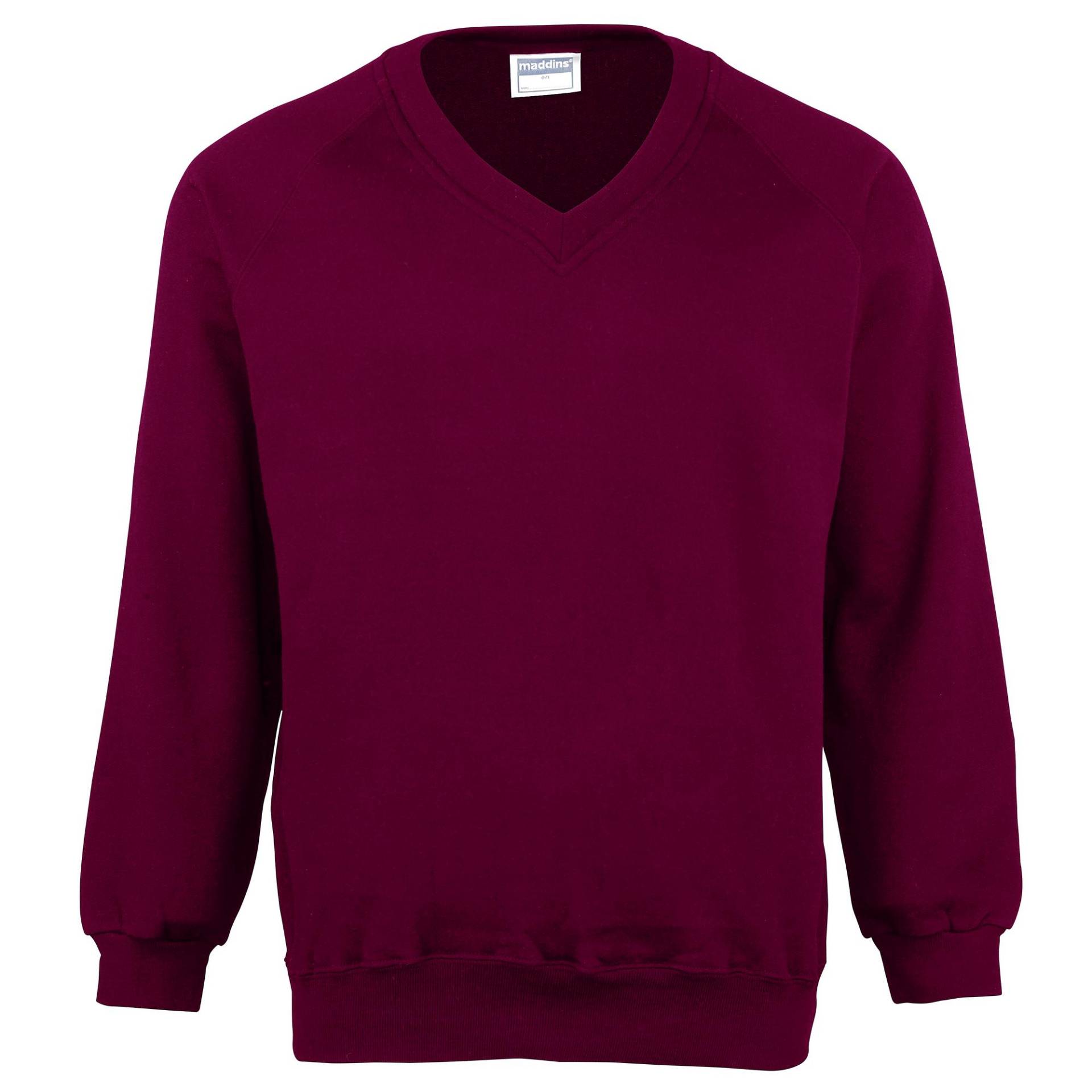 Maddins Kinder Unisex Colorure Sweatshirt mit V-Ausschnitt/Schulkleidung (2er Pack) 30 bordeaux von Joom DACH