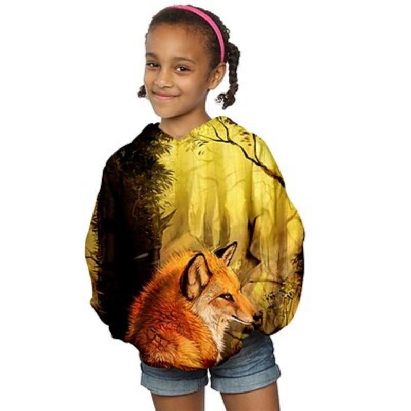 Mädchen 3D Tier Fuchs Kapuzenpullover Langarm 3D Druck Herbst Winter Mode Streetwear Entzückend Polyester Kinder 3-13 Jahre Outdoor Täglich Indoor Normale Passform 130CM von Joom DACH