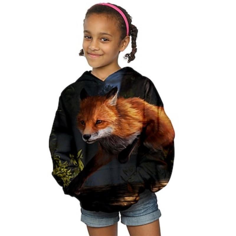 Mädchen 3D Tier Fuchs Kapuzenpullover Langarm 3D Druck Herbst Winter Mode Streetwear Entzückend Polyester Kinder 3-13 Jahre Outdoor Täglich Indoor Normale Passform 140CM von Joom DACH