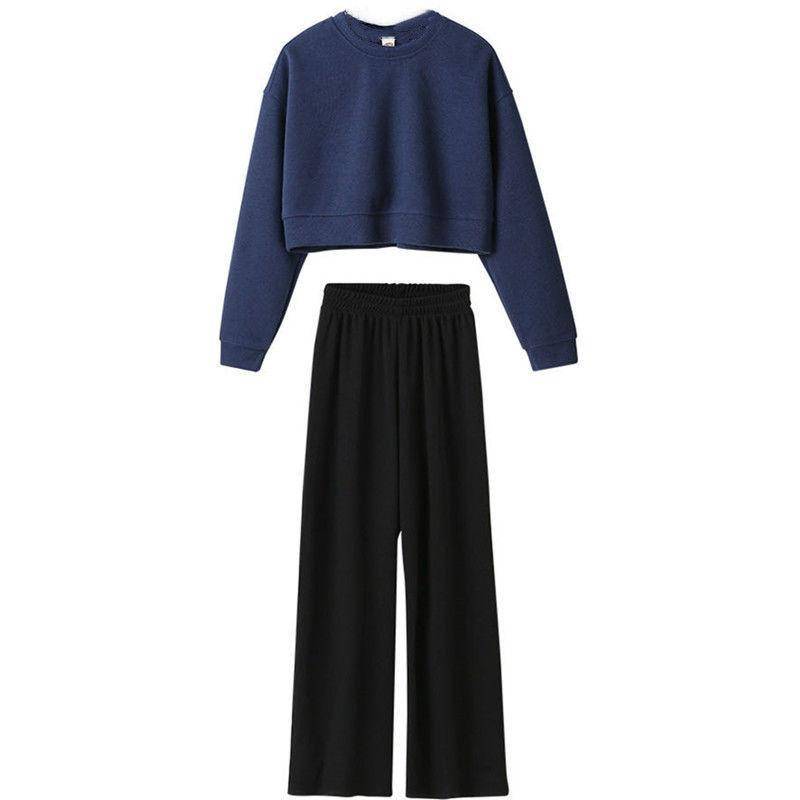 Mädchen Anzug Herbst Anzug Lose Mädchen Anzug Kinder Mädchen Pullover Breite Bein Hosen Zwei-stück Set Einfarbig anzug Freizeit Set 120 von Joom DACH