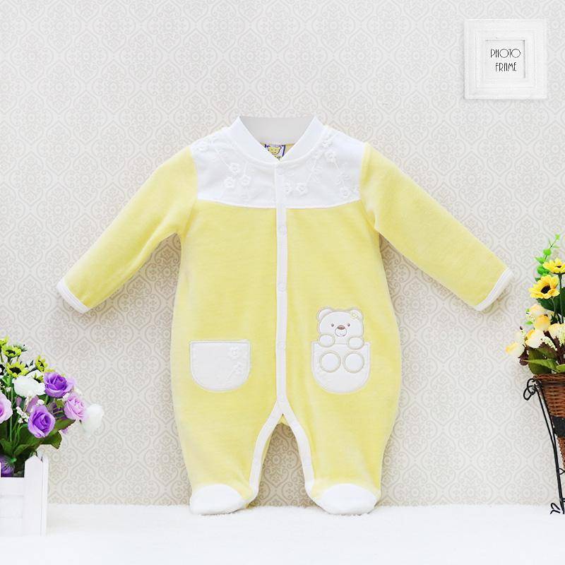 Mädchen Baby Baumwolle Knopf Strampler Herbst und Winter Kleidung Langarm Krabbeln Kleidung Neugeborenen Anzüge 3M 0/3 gelb Mädchen Baby Baumwolle Knopf Strampler Herbst und Winter Kleidung Langarm Krabbeln Kleidung Neugeborenen Anzüge 3M 0/3 gelb von Joom DACH