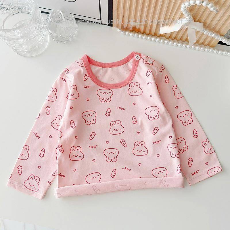 Mädchen Baby Reine Baumwolle langarm T-shirt Jungen Baby Bodenbildung Herbst Kleidung Kinder Herbst Pyjama Tops 120cm von Joom DACH