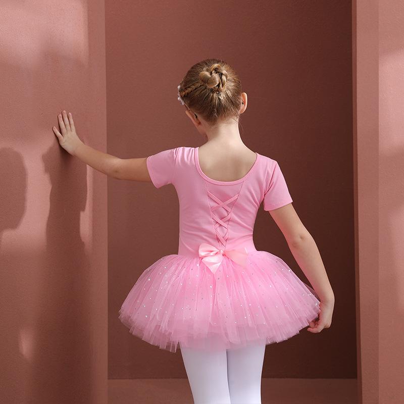 Mädchen Ballett Tanzen Tutu Kleid Kinder Kurze/Lange Ärmel Tüll Bowknot Skate Gymnastik Weihnachten Geburtstag Party Trikot Dancewear 110 von Joom DACH