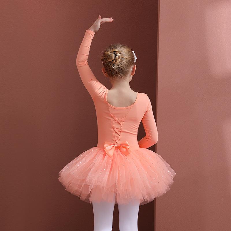 Mädchen Ballett Tanzen Tutu Kleid Kinder Kurze/Lange Ärmel Tüll Bowknot Skate Gymnastik Weihnachten Geburtstag Party Trikot Dancewear 120 von Joom DACH